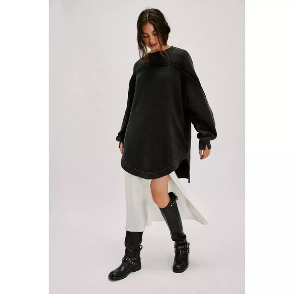 Free People Tops - Free People Taylor Sweatshirt Tunic Top Oversized Solid Slouchy Cotton XS 277468